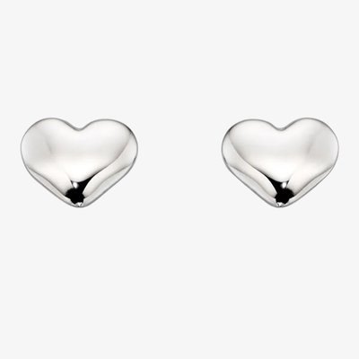 Girls Phoebe Silver Plain Heart Stud Earrings