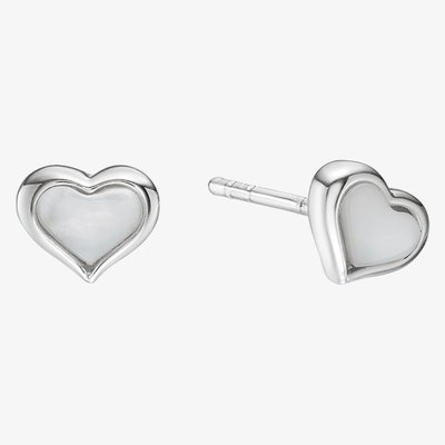 Girls Dakota Silver Mother Of Pearl Silver Stud Earrings