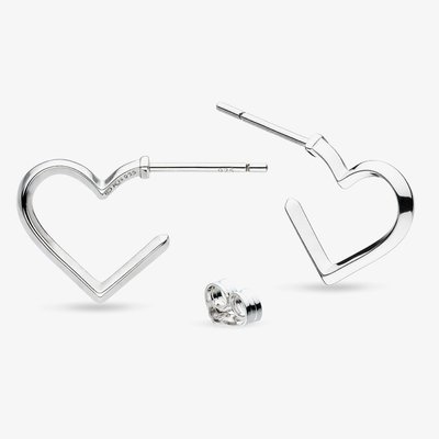 Love Silver Heart Half Hoop Earrings