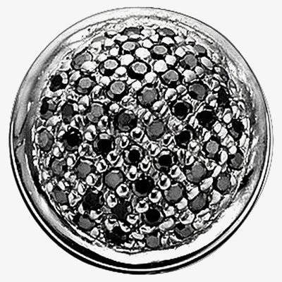 Black Rhodium Silver Round Pavé Charm