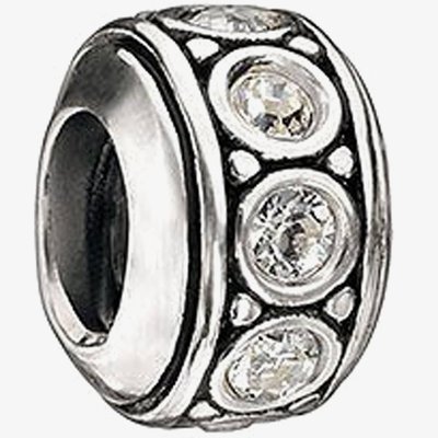 Chamilia Sterling Silver Wheel April Clear Crystal Bead I-52