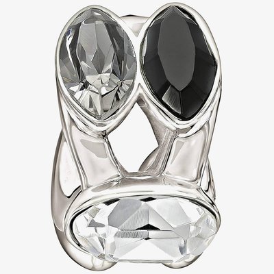 Chamilia Sterling Silver Black Grey And White Crystal Bead 2083-0458