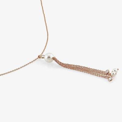Bella Rose Gold Pearl Tassel Necklace