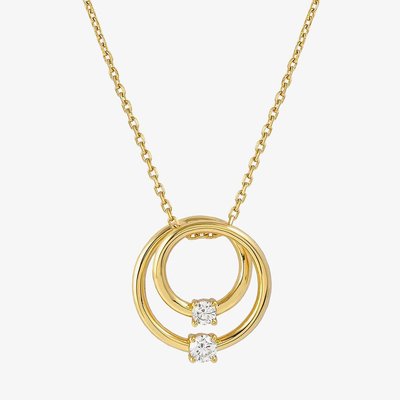 Cosmic Love Gold Plated Cubic Zirconia Large Double Circle Pendant Necklace