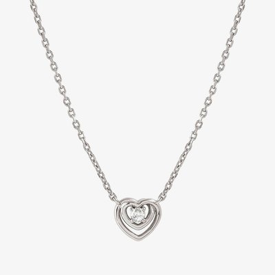 Cosmic Love White Rhodium Cubic Zirconia Heart Pendant Necklace