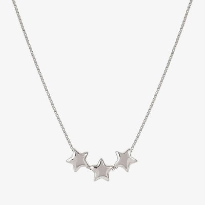Armonica White Rhodium Three Small Star Pendant Necklace