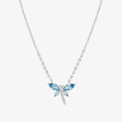 Shine Me Up Blue & White Cubic Zirconia Dragonfly Necklace