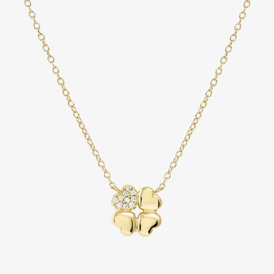 Petit Sparkle Gold Clover Necklace