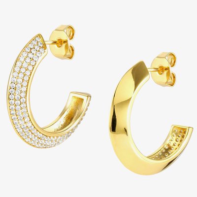 Aurea Gold Plated Pave Half Hoop Earrings