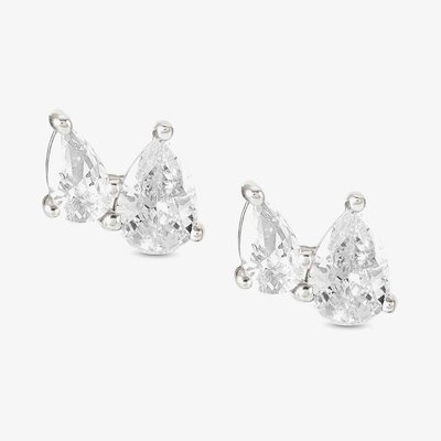 Colour Wave Sterling Silver White Pear Stud Earrings