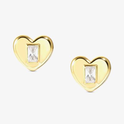 Domina Gold Tone Plated Heart Stud Earrings