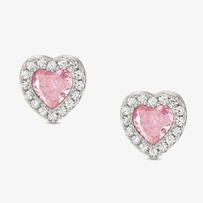 All My Love Sterling Silver Pink Heart Stud Earrings
