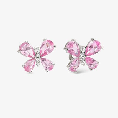 Shine Me Up Silver Multi Cut Pink Cubic Zirconia Butterfly Stud Earrings