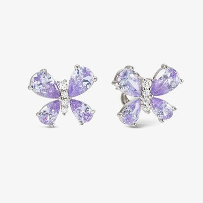 Shine Me Up Silver Lilac & White Cubic Zirconia Butterfly Stud Earrings