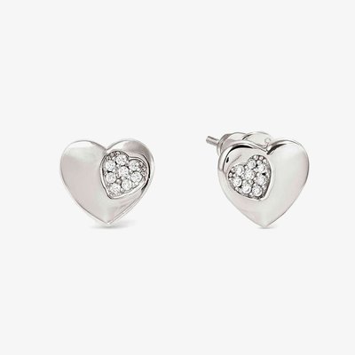 Petit Sparkle Silver Heart Stud Earrings