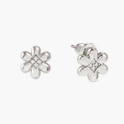Petit Sparkle Silver Flower Stud Earrings