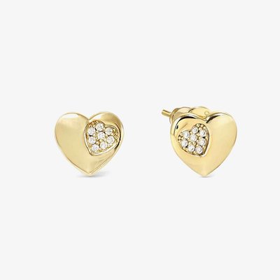 Petit Sparkle Gold Heart Stud Earrings