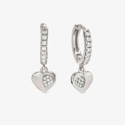Petit Sparkle Silver Heart Huggie Hoop Earrings