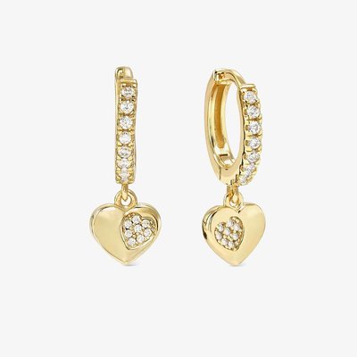 Petit Sparkle Gold Heart Huggie Hoop Earrings