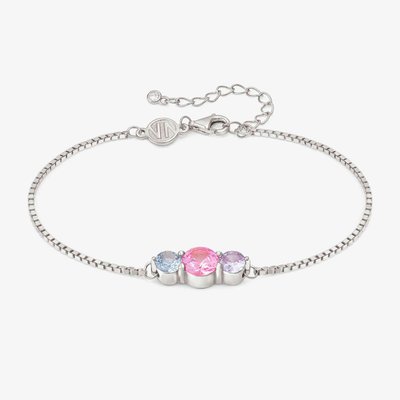 Colour Wave Sterling Silver Multicolour Three Stone Bracelet