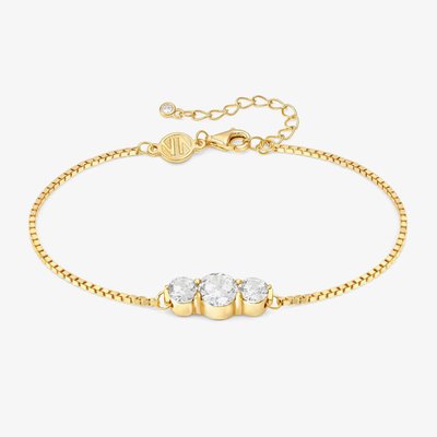 Colour Wave Yellow Gold White Three Stone Bracelet