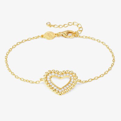 Lovecloud Gold Tone Plated Stone Set Heart Bracelet