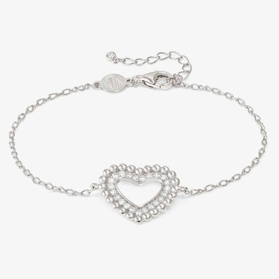 Lovecloud Sterling Silver Stone Set Heart Bracelet