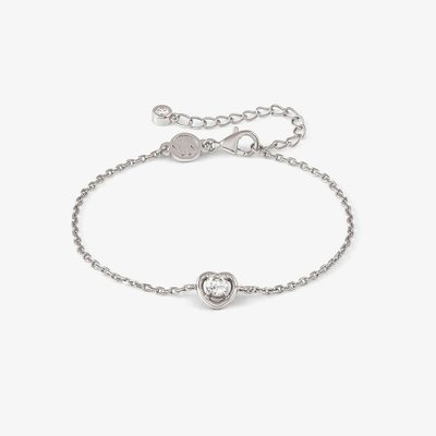 Cosmic Love White Rhodium Cubic Zirconia Heart Pendant Bracelet