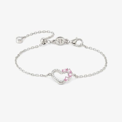 Shine Me Up Multi Cut Pink & White Cubic Zirconia Open Heart Bracelet