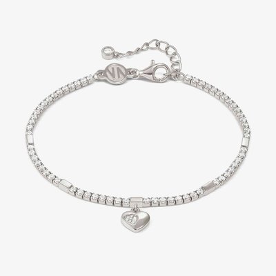 Petit Sparkle Silver Heart Tennis Bracelet