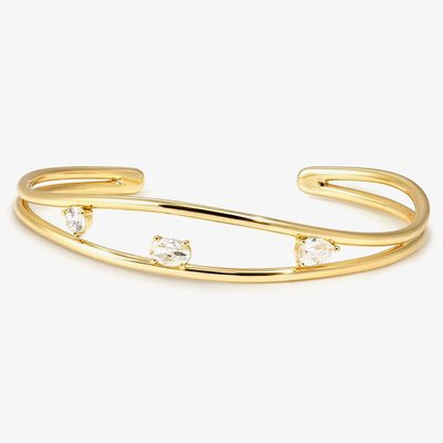 My Rebel Art Gold Tone Double Wave Small Bangle