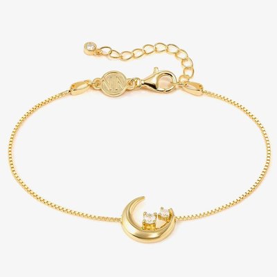 Dream Beats Gold Tone Cubic Zirconia Moon Bracelet
