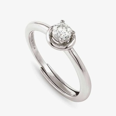 Cosmic Love Silver Cubic Zirconia Round Adjustable Ring