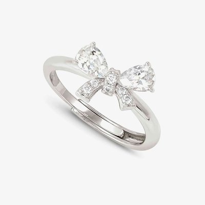 Shine Me Up Silver Multi Cut Cubic Zirconia Bow Ring