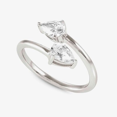 Colour Wave Sterling Silver Adjustable Pear Stone Ring 149810/006 (O 1/2-Q)