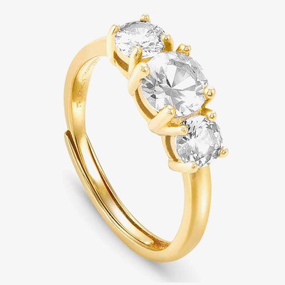 Colour Wave Gold Plated 3 Stone Adjustable Ring 149814/012 (L1/2-Q)