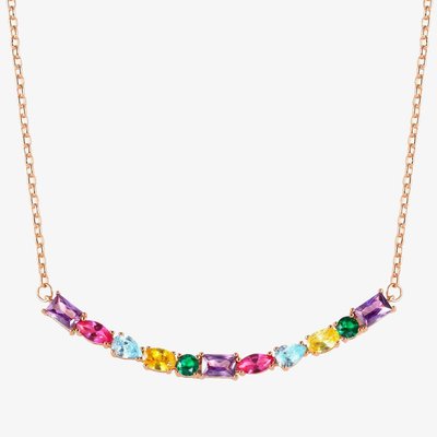 Colour Wave Rose Gold Plated Multi-Cut Cubic Zirconia Necklace