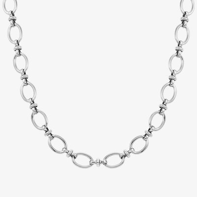 Short Affinity Stainless Steel Oval Link Necklace