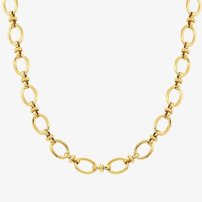 Short Affinity Gold Plated Stainless Steel Oval Link Necklace