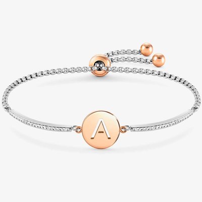 Milleluci Two-Tone Initial A Half Bangle Toggle Bracelet