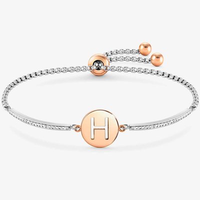 Milleluci Two-Tone Initial H Half Bangle Toggle Bracelet