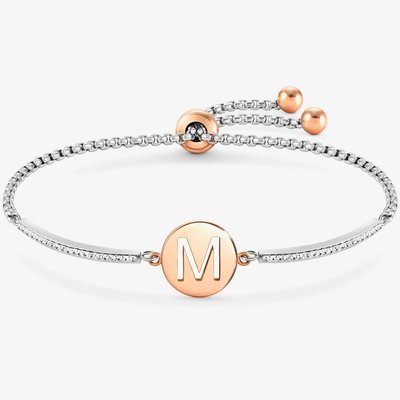 Milleluci Two-Tone Initial M Half Bangle Toggle Bracelet