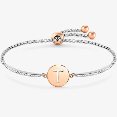 Nomination Milleluci Two-Tone Initial T Half Bangle Toggle Bracelet 028007/020