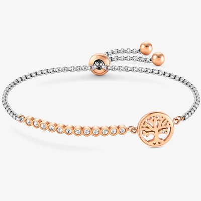 Milleluci Two-Tone Cubic Zirconia Tree of Life Toggle Bracelet