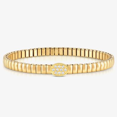 XTE Life Gold Finish Stainless Steel Cubic Zirconia Oval Bracelet