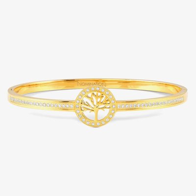 Pretty Bangles Gold Plated Cubic Zirconia Tree Of Life Bangle