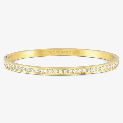 Pretty Bangles Gold Plated Pave Half Set White Cubic Zirconia Bangle