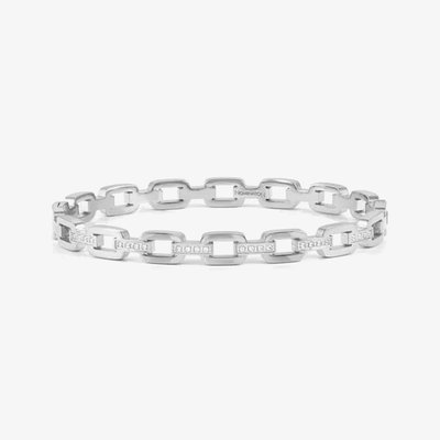 Pretty Bangles Silver Tone Cubic Zirconia Chain Link Bangle