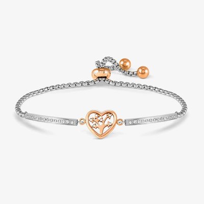 Milleluci Silver & Rose Gold Tree Of Life Toggle Bracelet