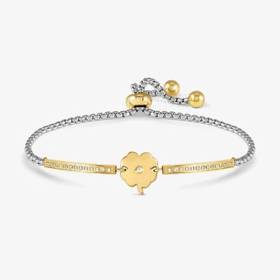 Milleluci Silver & Gold Clover Toggle Bracelet